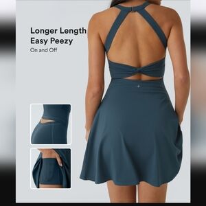 NWOT Halara Backless Active Dress Longer Length Easy Peezy Majolica Blue Large